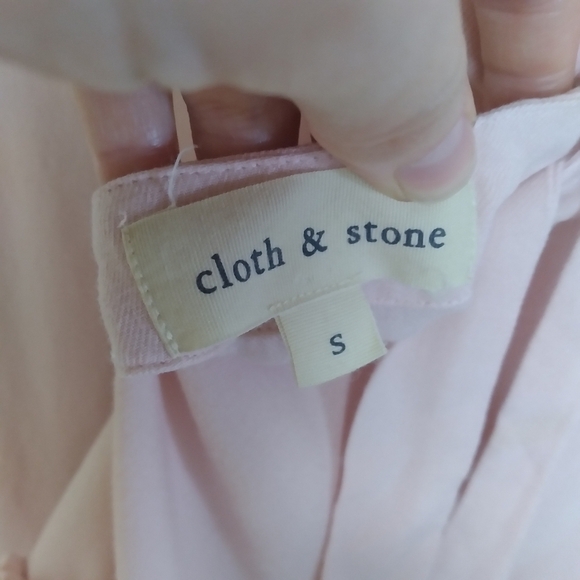 Anthropologie Cloth and Stone Tie Back Pastel Pink Peplum Long Sleeve Blouse - Picture 8 of 10